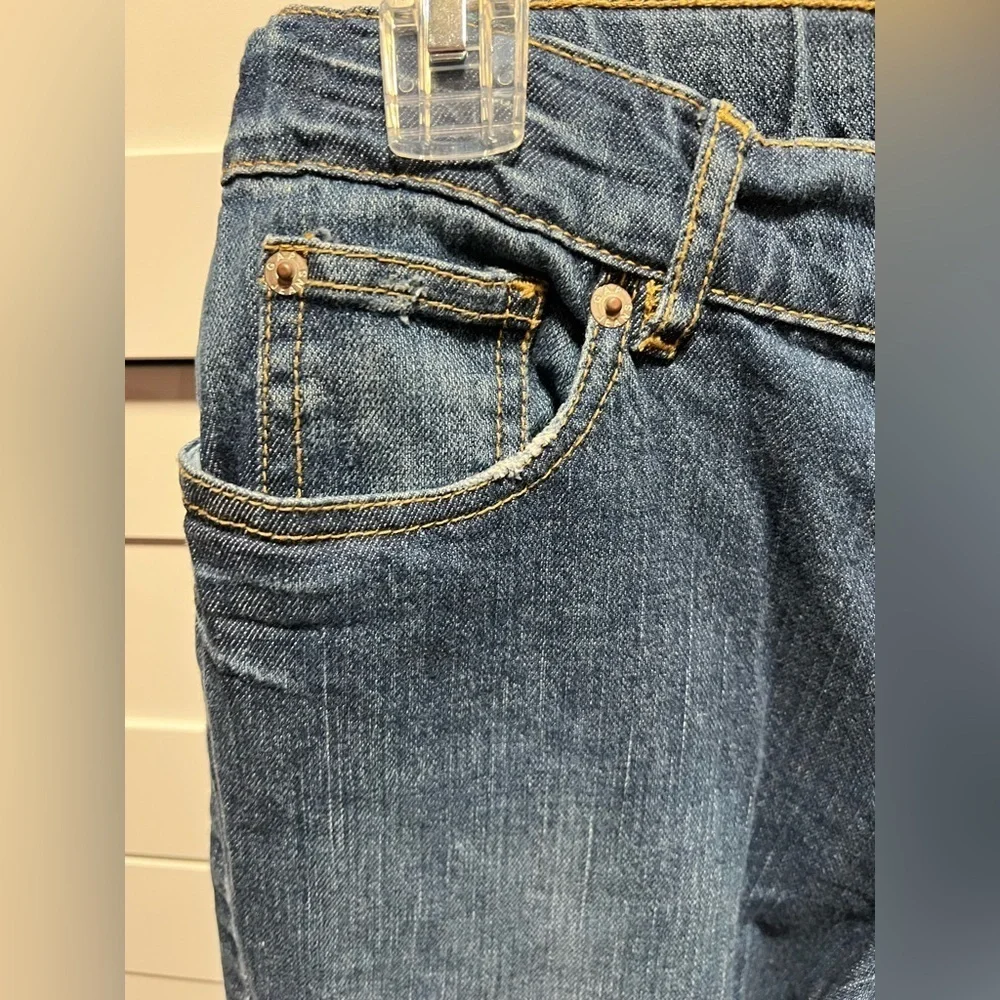 Gap Flare Blue Denim Jeans with Pink Embroidery